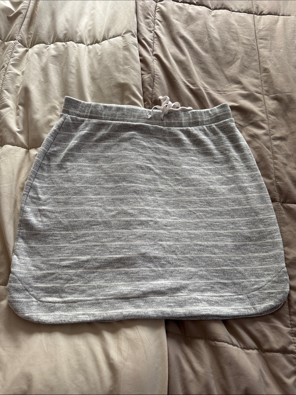 kenzie Heathered Light Gray Drawstring Mini Skirt